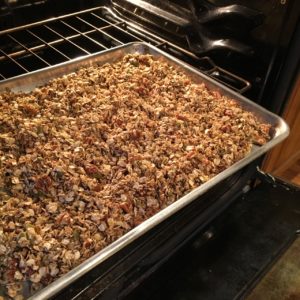 Granola ready to go in the oven