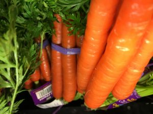 Whole organic carrots.