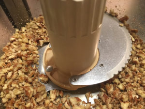 Pecans ground in the food processor.