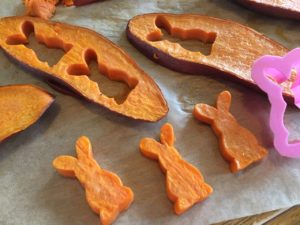 Cut out sweet potato bunnies