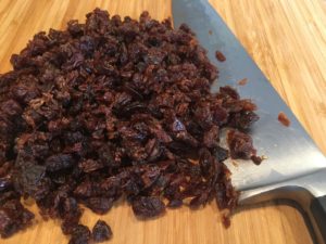 Organic chopped raisins for pecan bark.