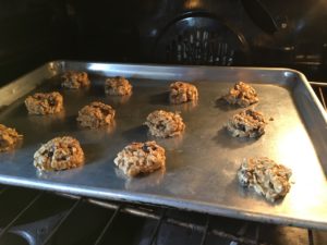 Bake Oatmeal Raisin Cookies for about 12 minutes.
