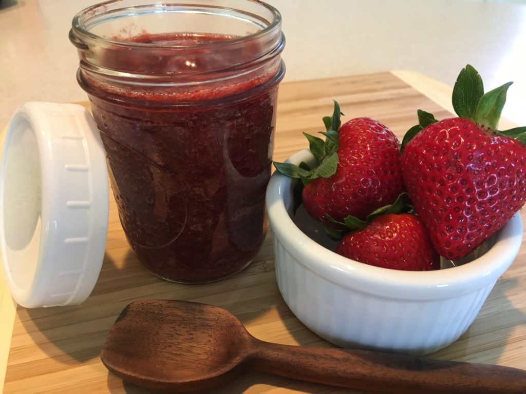 Honey sweetened strawberry jam