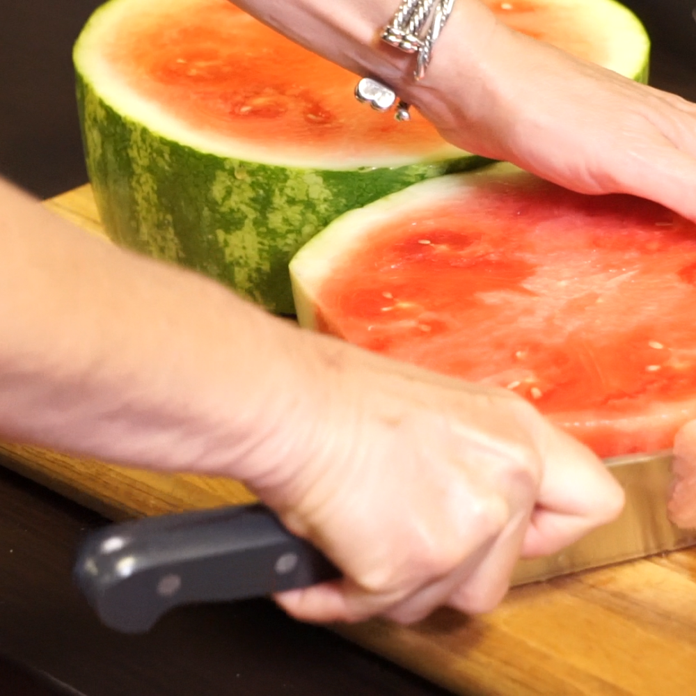 Slice watermelon into rounds