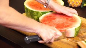Slice watermelon into rounds for Watermelon Fireworks Cake