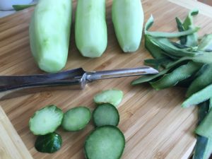Peal cucumber fries