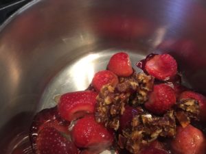 Mix strawberry glaze ingridents coconut custard